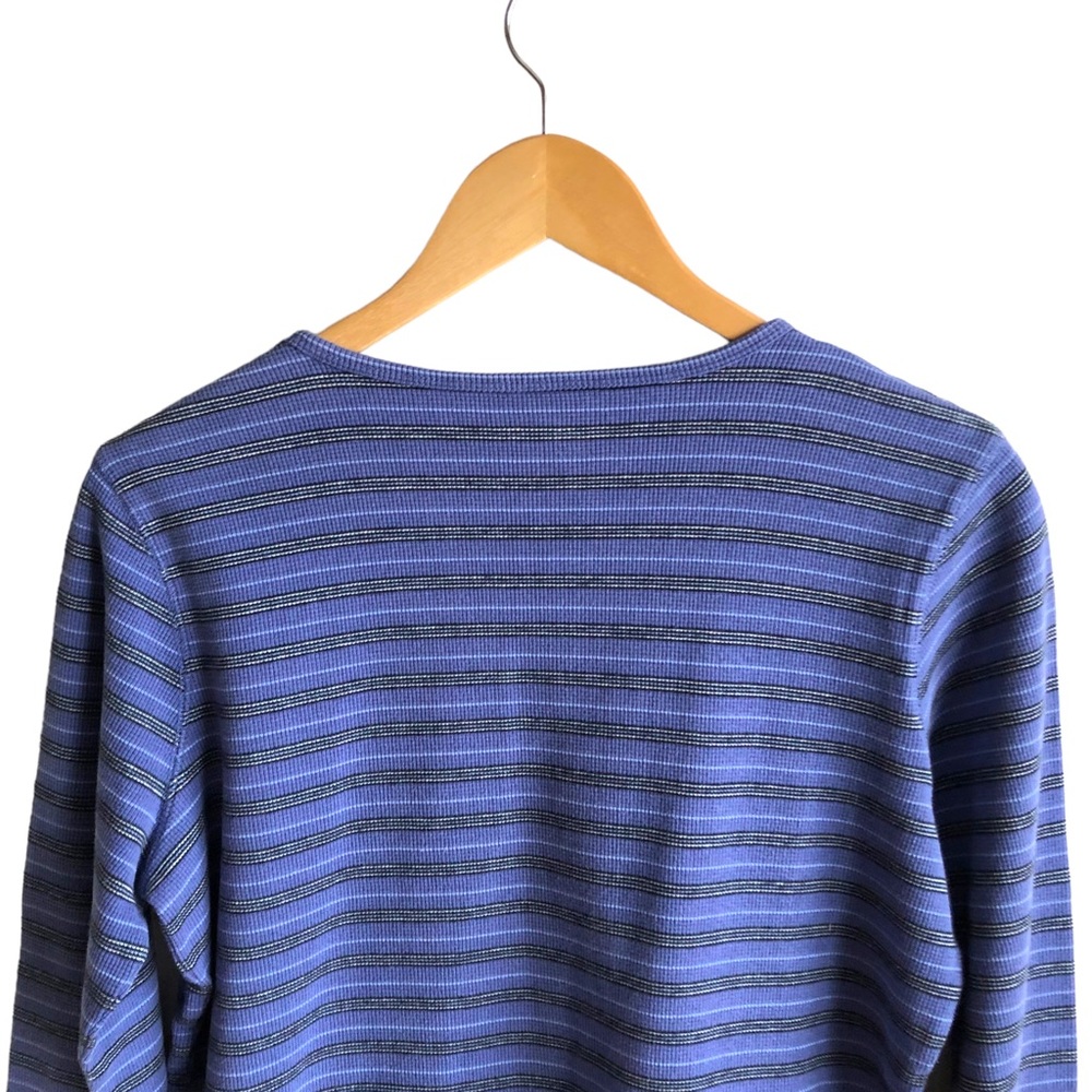 Northern Reflections Waffle Knit Striped Tee Large Purple - Picture 5 of 9